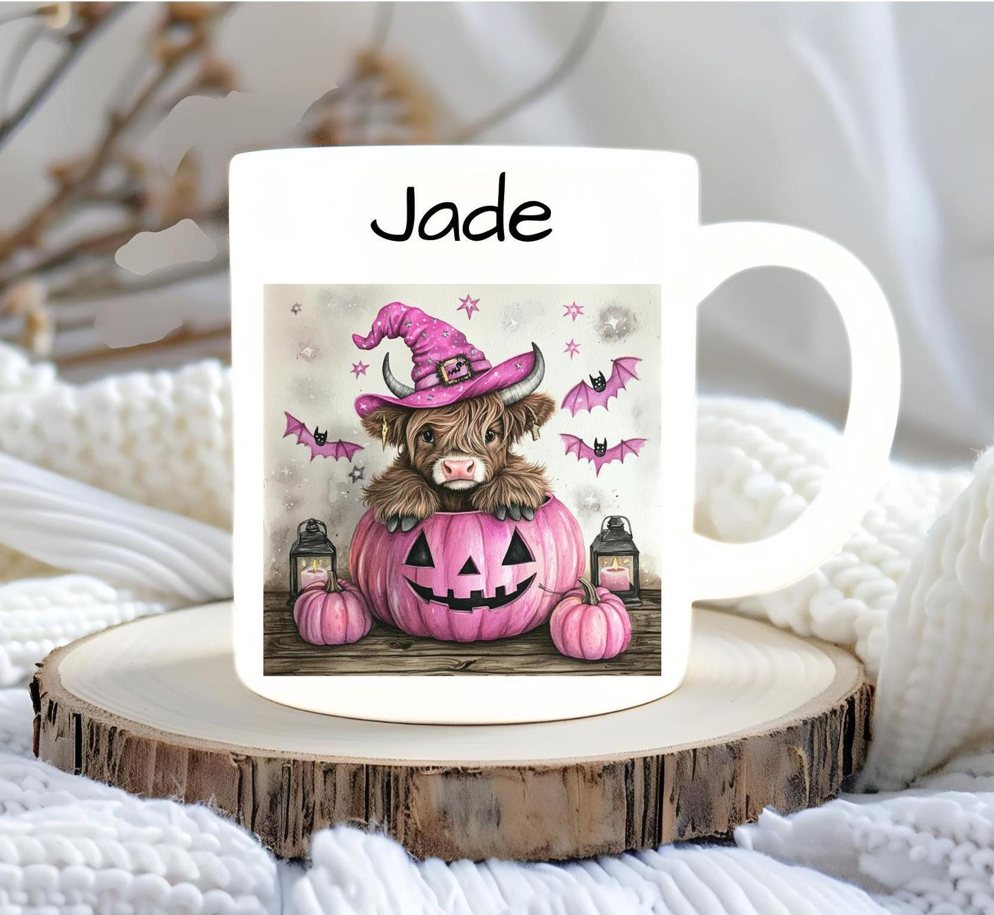 Highland cow halloween personalised mug