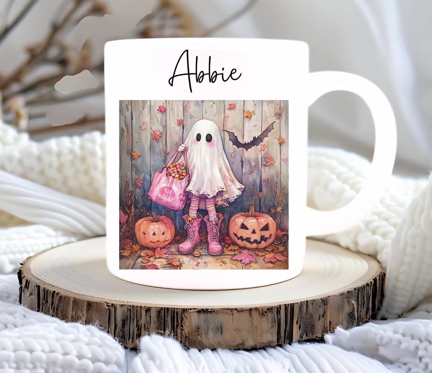 Personalised little girl ghost halloween mug